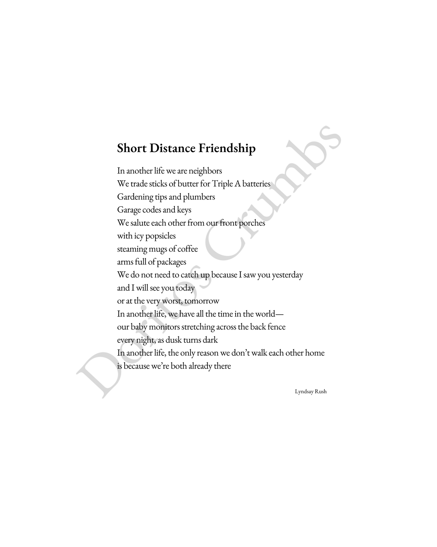 Short Distance Friendship