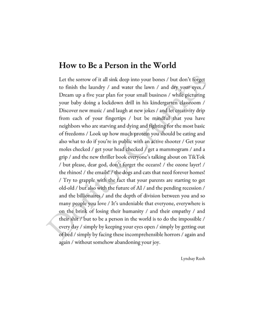 How to Be a Person in the World